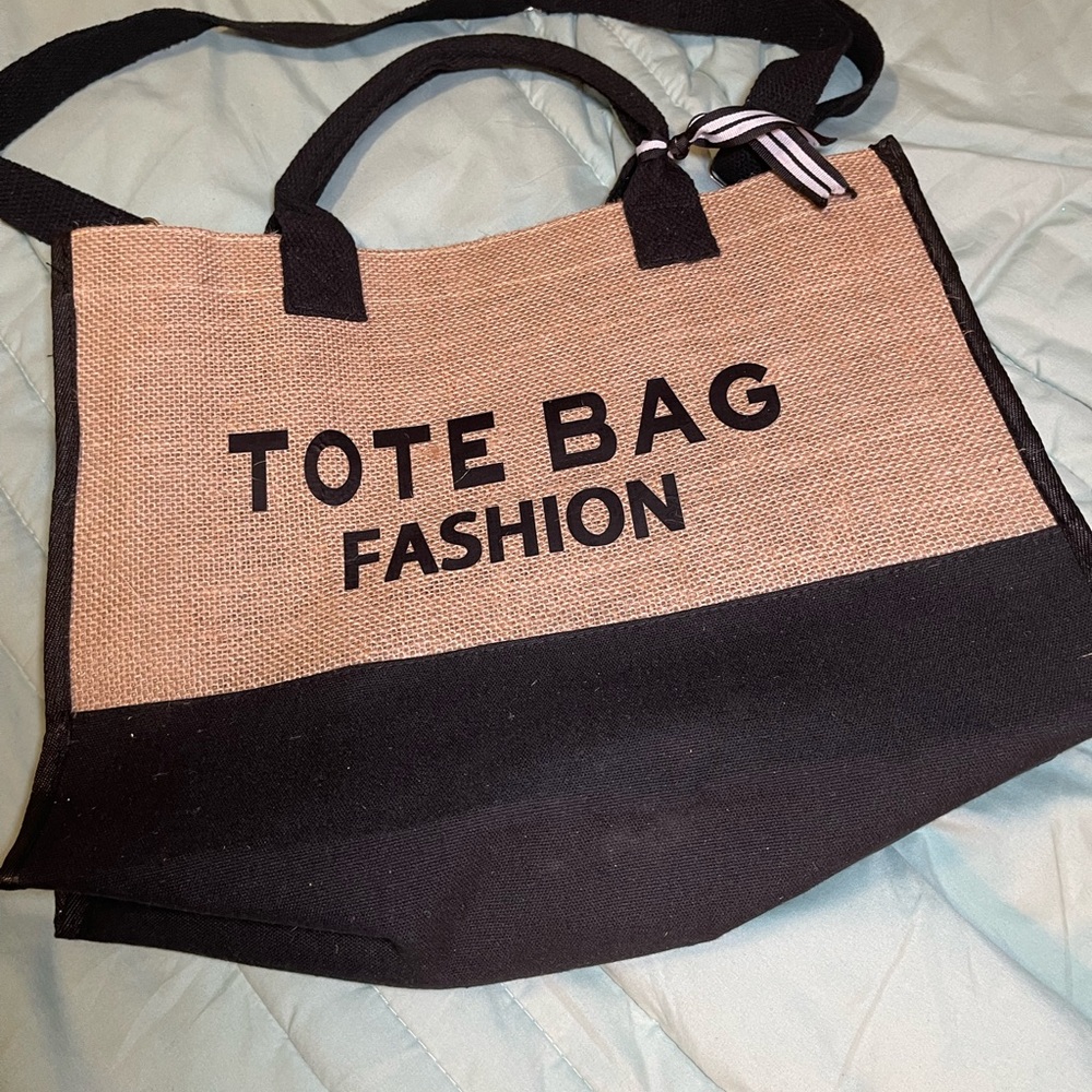 Fashion Tote Bag - Black and Tan